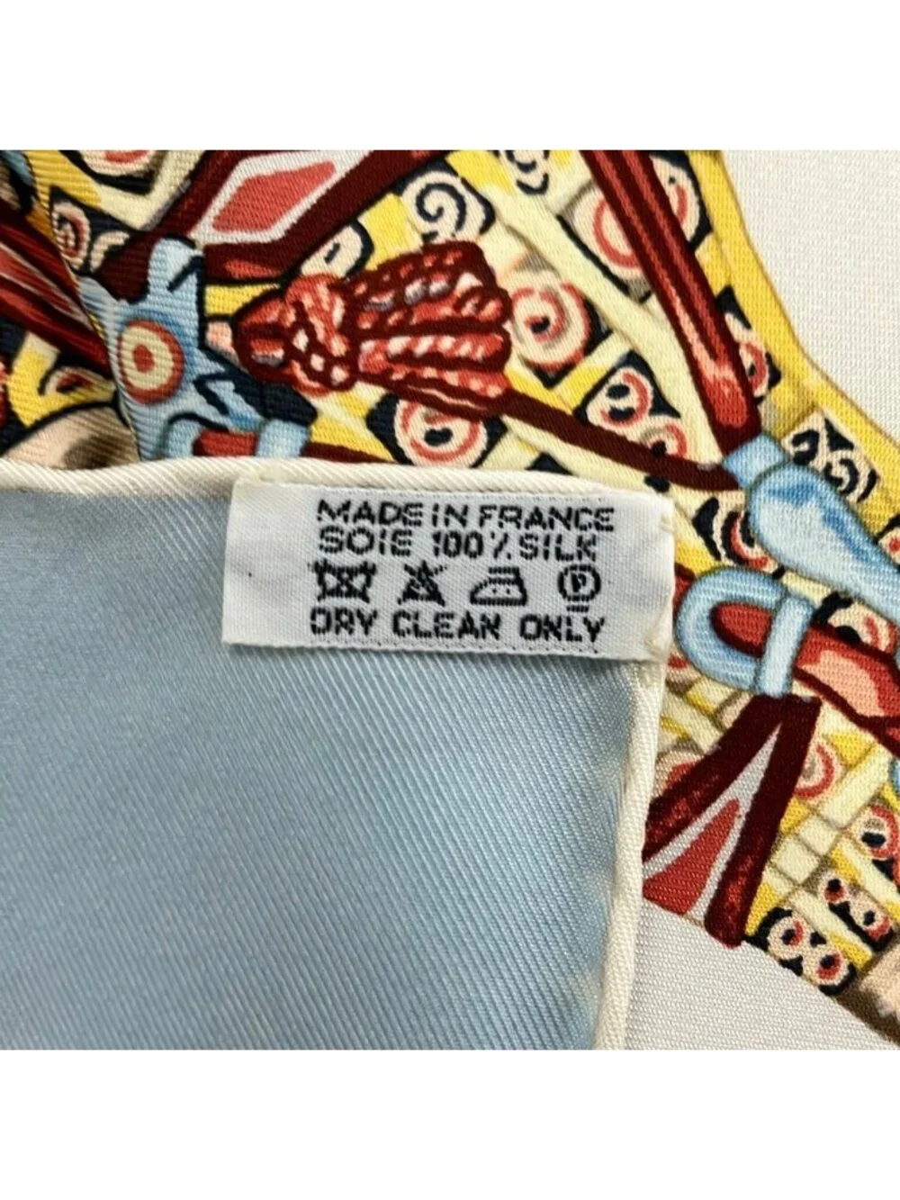 Hermes Scarf Carre 90 Ivory Light Blue Multi Paperoles